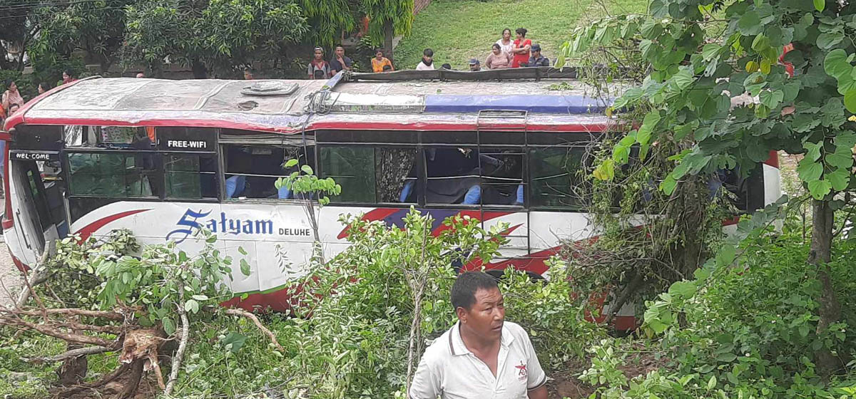 हेटौंडामा बस दुर्घटना : ३७ जना घाइते